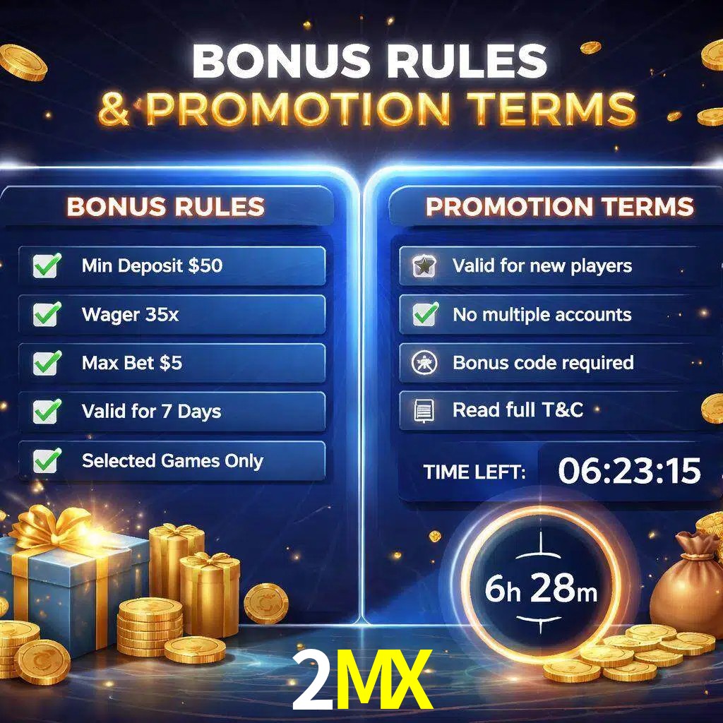Reglas de promoción 2MX y condiciones de bonos explicadas visualmente